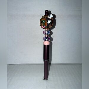 Handmade beaded pen-Jack Skellington and Sally with resin and silicone beads